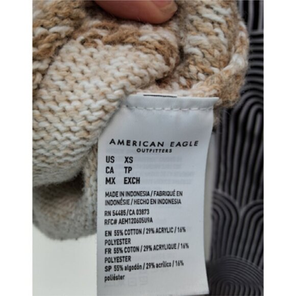 Vintage American Eagle XS Cotton Fairisle Sweater in Neutral Tan Colors - Picture 5 of 6